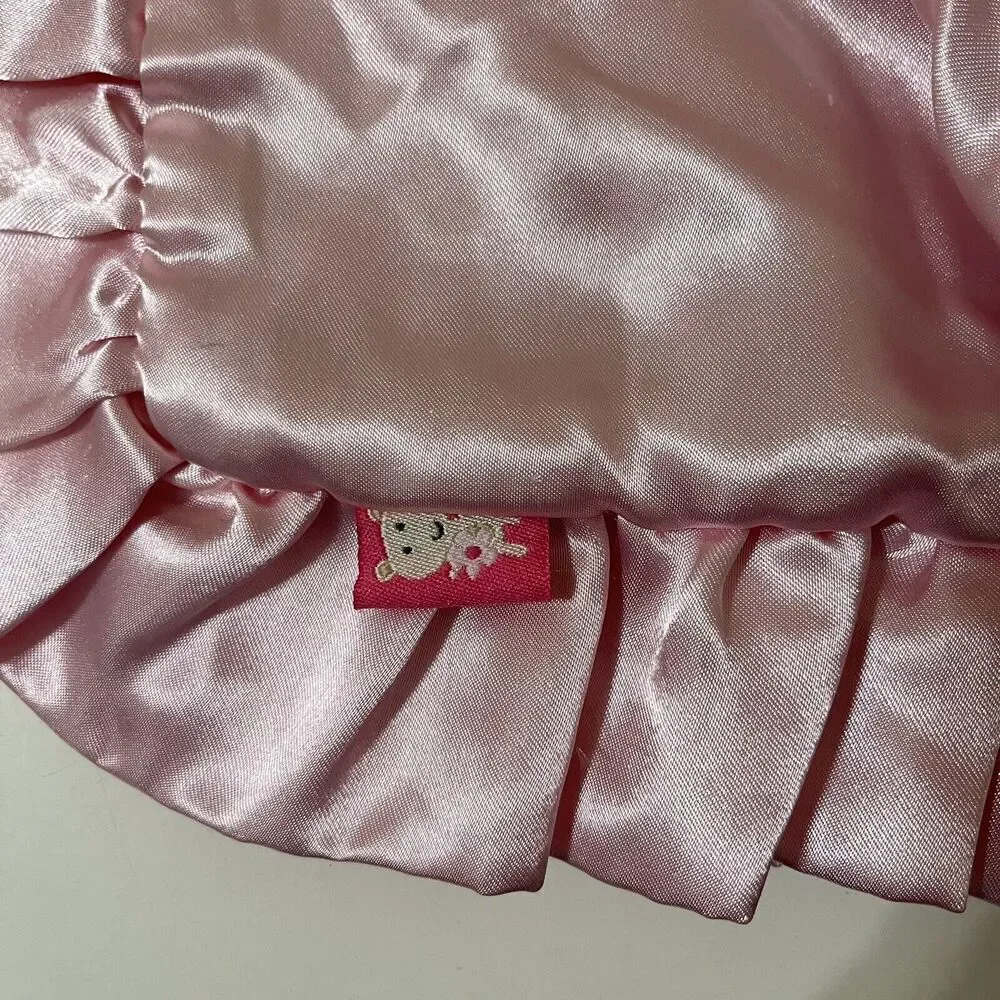 Carter's Pink Rosette Swirl Baby Blanket Satin Ruffle Trim Back Security Lovey